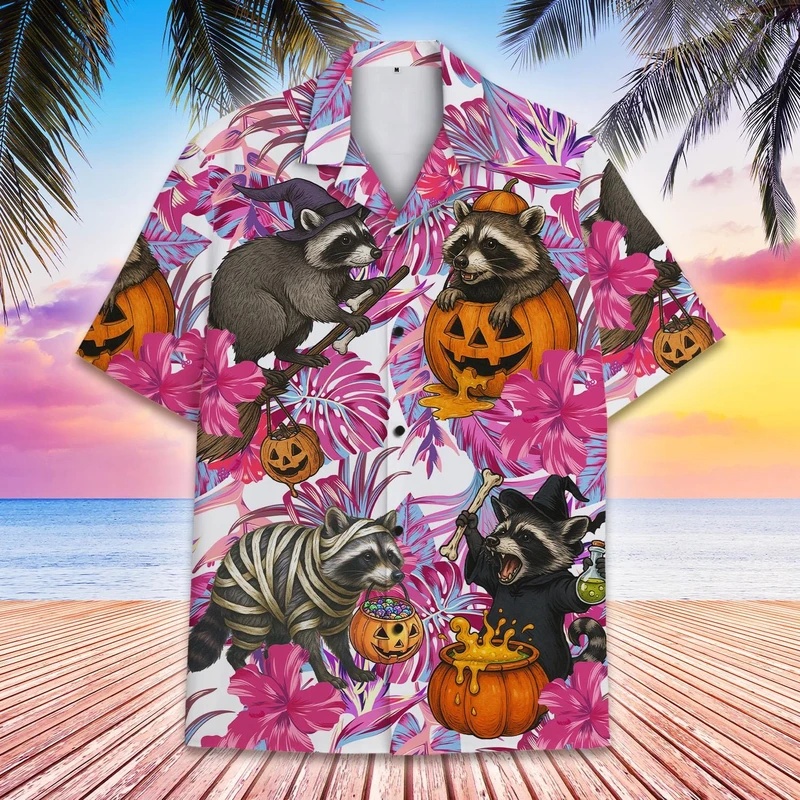 Vintage Hawaiian Floral Shirt - Heren Zomer Hawaiiaans Wasbeer Pompoen Y2k