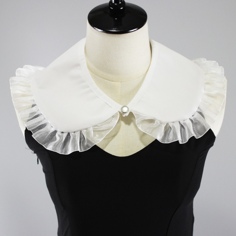 Shirts - Afneembare nepkraag voor dames, organza geruite