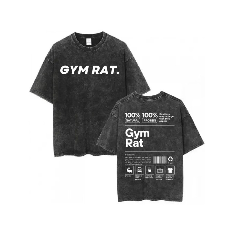 Vintage Gym Rat T-shirt, losva - Acid Wash Vintage Graphic T Shirt recensie en prijs